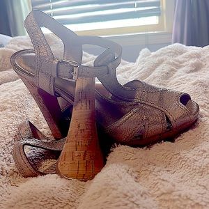 Coach gold high heel leather sandals size 8.5